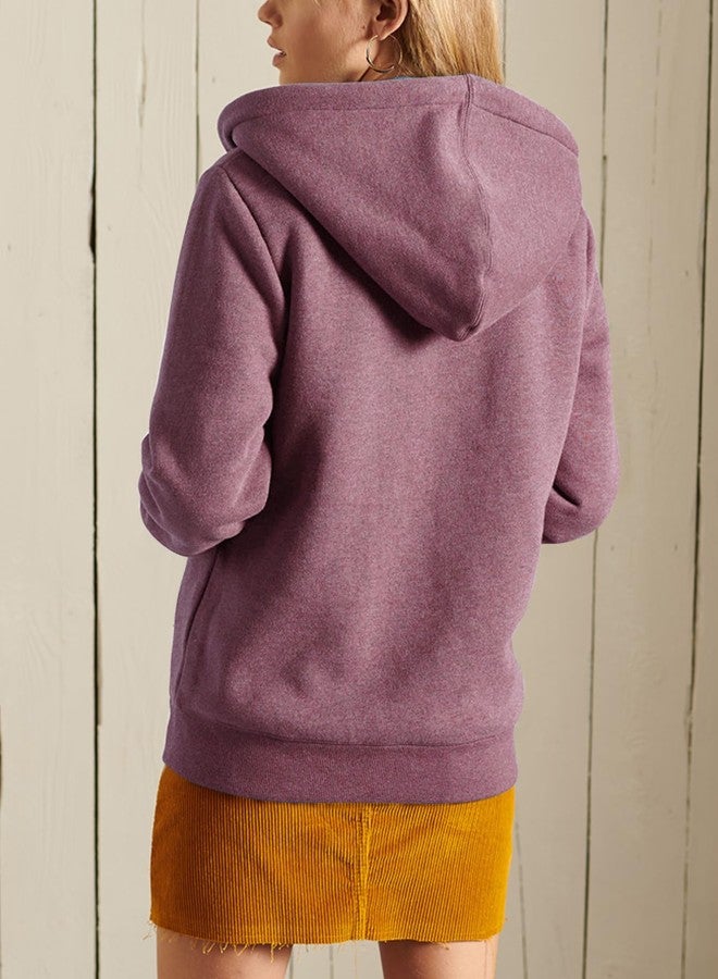 flygo جاكيت شتوي نسائي من Flygo بغطاء رأس وسحاب أمامي، مبطن بصوف الشيربا الدافئ (لون عنابي - مقاس XS) - Image 4